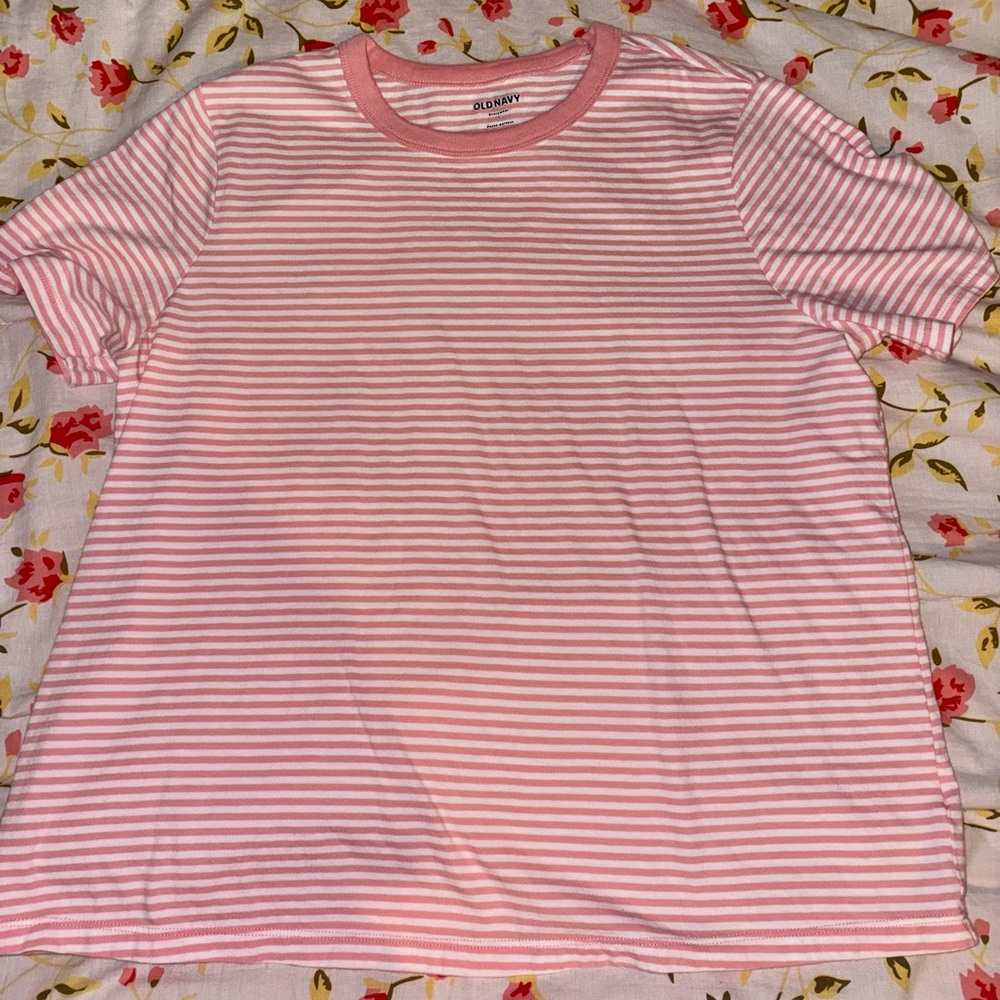 pink & white stripe tee